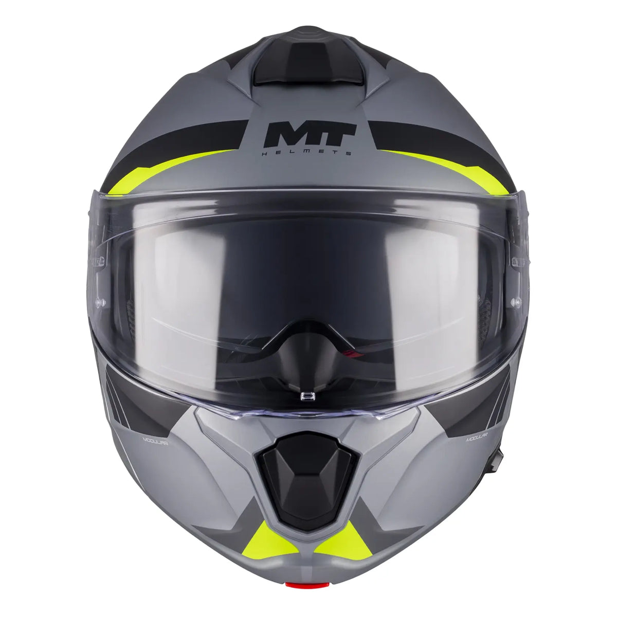 MT Helmets Genesis R Cheeky C3 Matt Grey / Fluo Yellow, front view