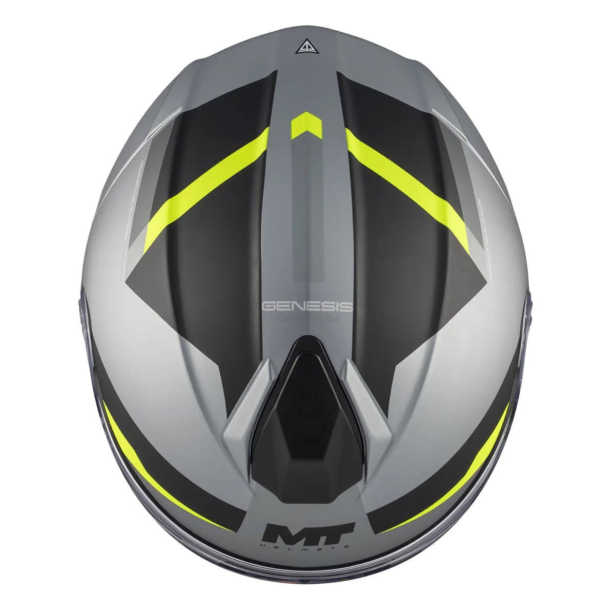 MT Helmets Genesis R Cheeky C3 Matt Grey / Fluo Yellow, top view