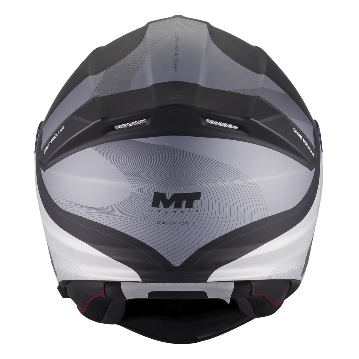 MT Helmets Genesis R Lancer B12 Matt Black / Grey, rear view