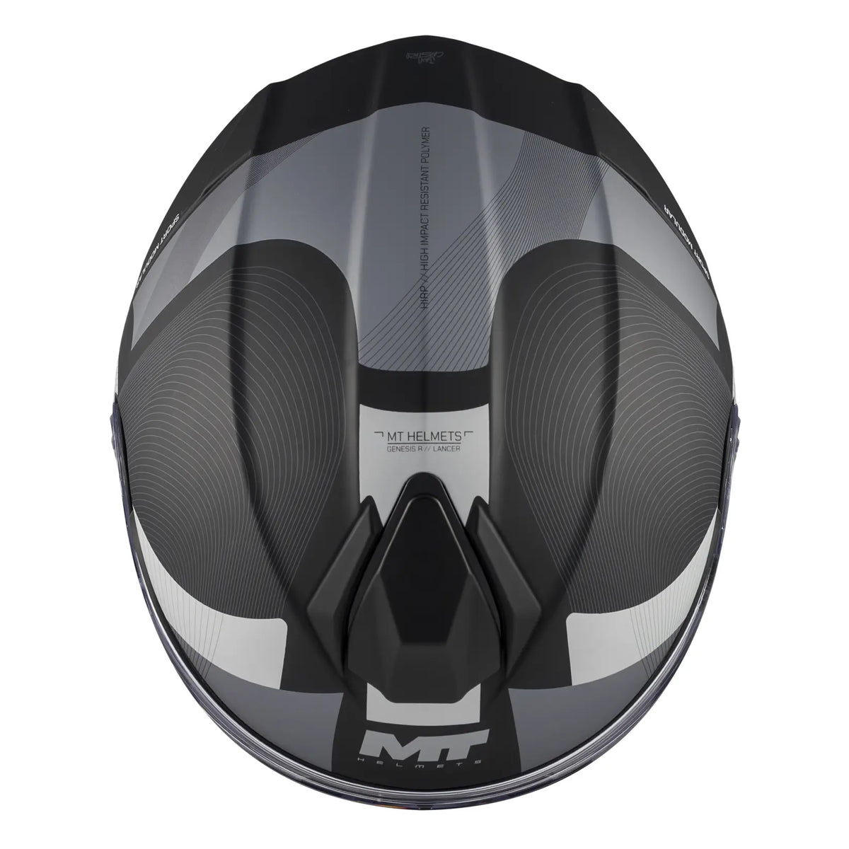 MT Helmets Genesis R Lancer B12 Matt Black / Grey, top view