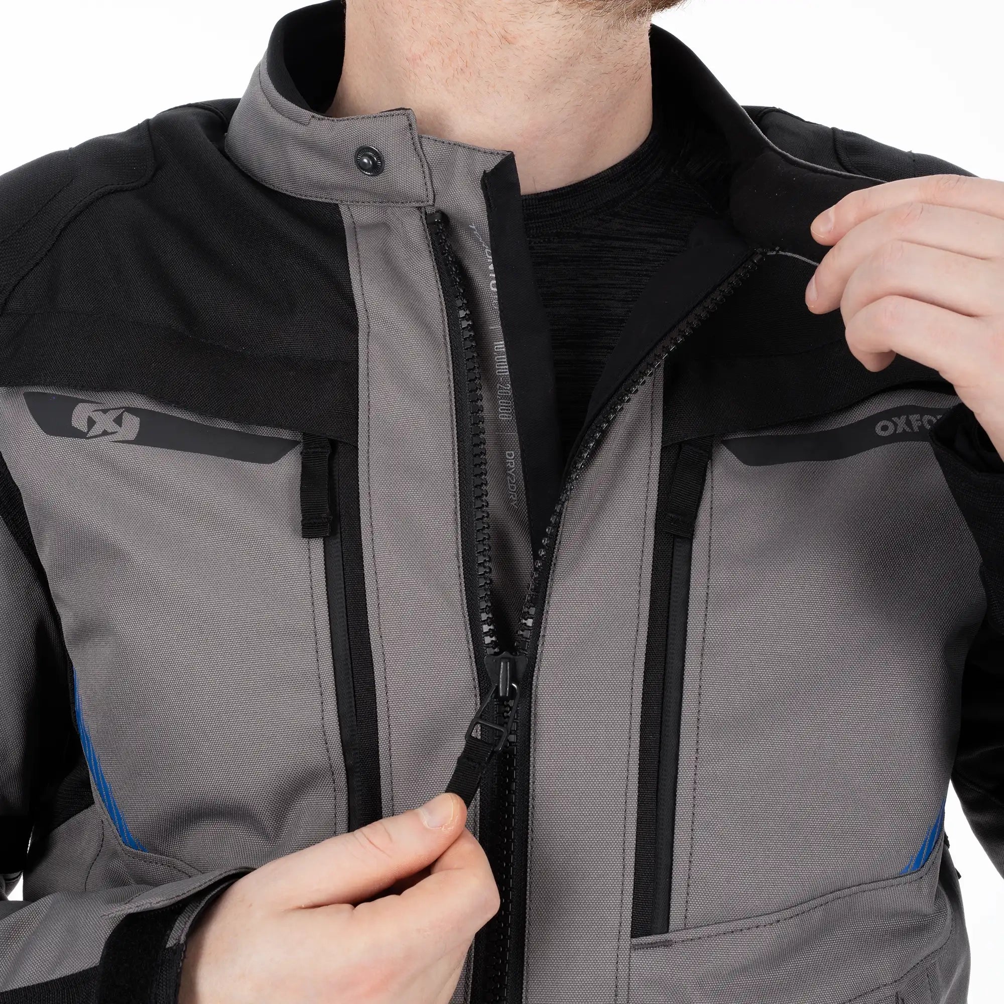 Oxford Toronto 1.0 D2D Textile Jacket Black / Grey / Blue FREE UK Delivery, FREE 365 Day Returns | Moto Central