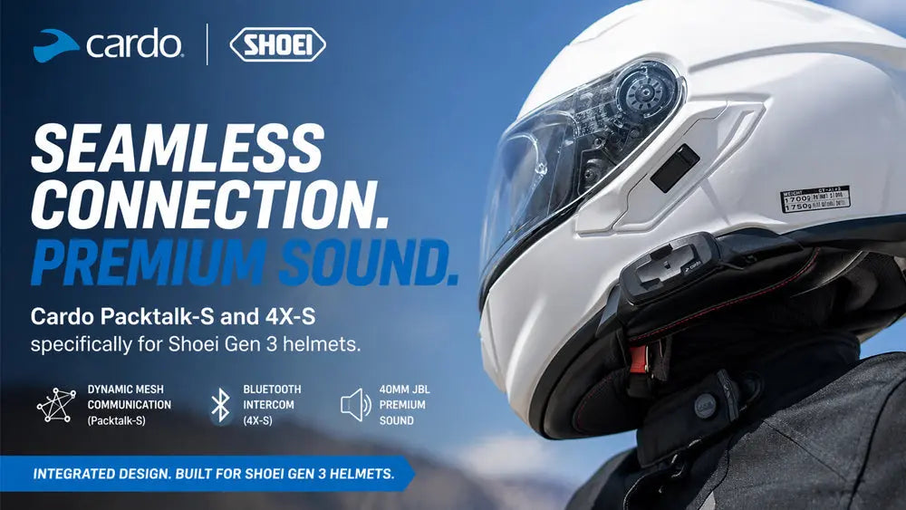 Cardo Launches Integrated Comms Systems for Shoei Gen 3 Helmets - FREE UK Shipping, FREE 365 Day Returns | Moto Central