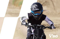 Young rider wearing the HJC Y50 Kids off-road helmet