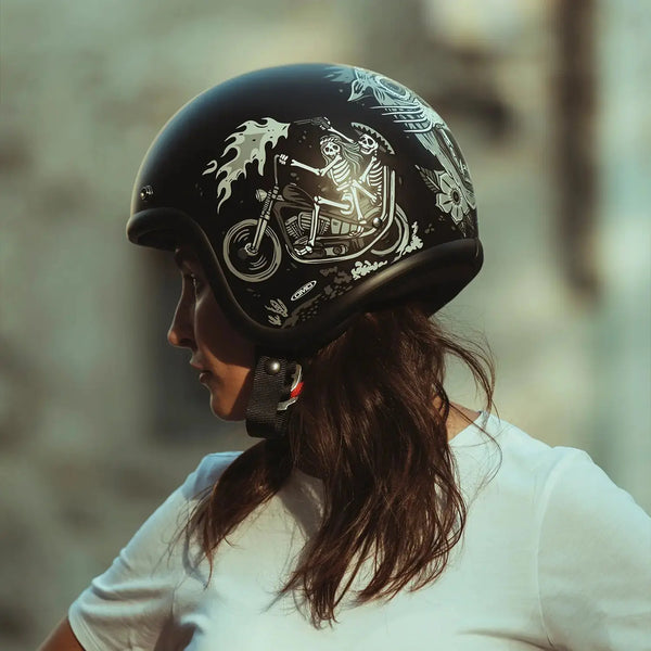 DMD Retro Helmet - Classic Open-Face Style With Modern Everyday Comfort - FREE UK Shipping, FREE 365 Day Returns | Moto Central