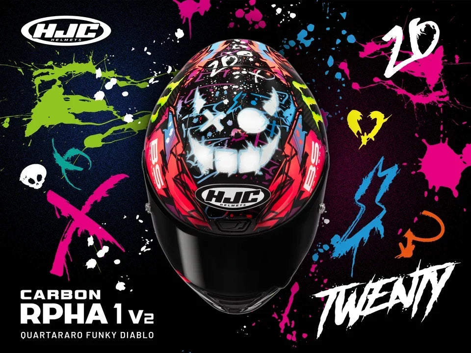 HJC RPHA 1 V2 Carbon Funky Diablo MC8 Pink Fabio Quartararo replica helmet