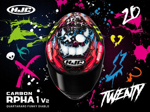 HJC RPHA 1 V2 Carbon Funky Diablo MC8 Pink Fabio Quartararo replica helmet