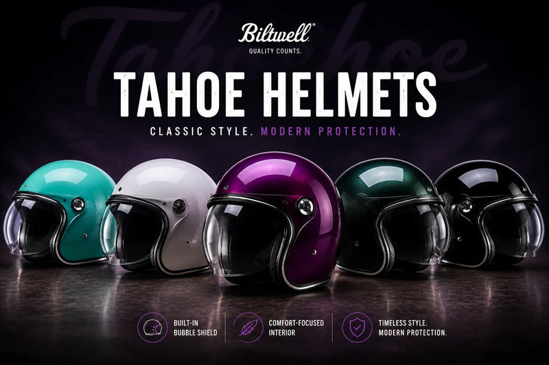 Biltwell Tahoe Helmet: Classic Open-Face Style Meets Modern Protection - FREE UK Shipping, FREE 365 Day Returns | Moto Central