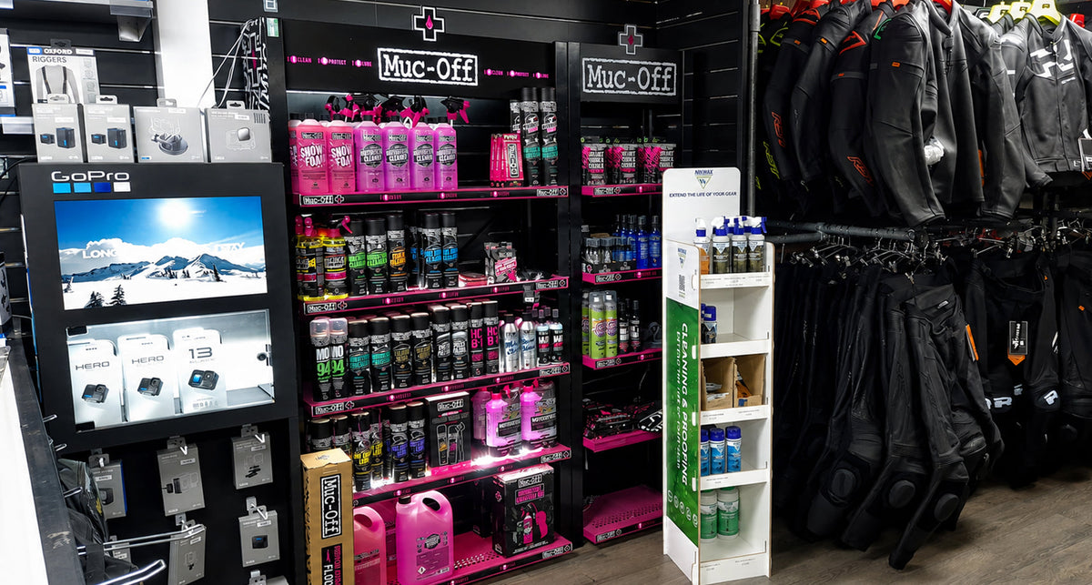 Moto Central motorcycle gear showroom for riders travelling from Retford