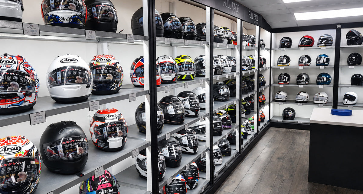 Moto Central two-floor motorcycle gear showroom for Ashton-under-Lyne riders