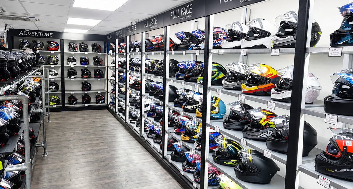 Moto Central helmet and motorcycle clothing showroom for Newmarket riders