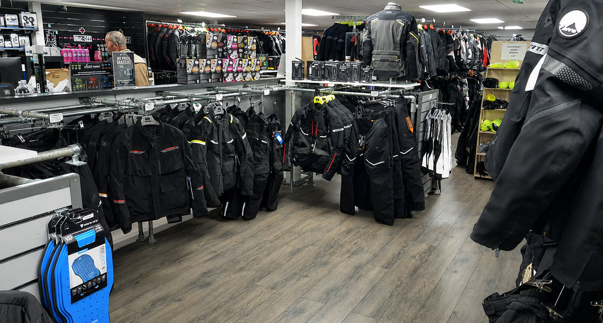 Moto Central two-floor motorcycle clothing and helmet showroom for Wisbech riders