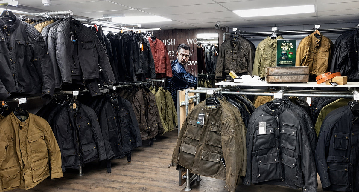 Moto Central showroom for motorcycle clothing near Woodstock