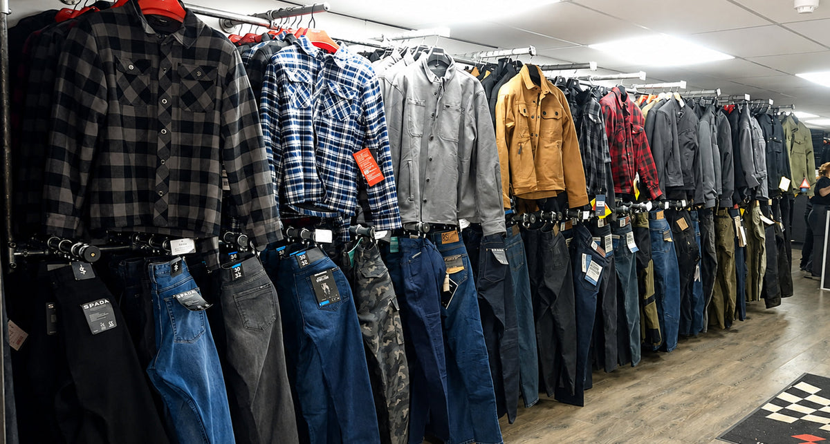 Moto Central motorcycle shirts and jeans featured in our On Yer Bike comparison
