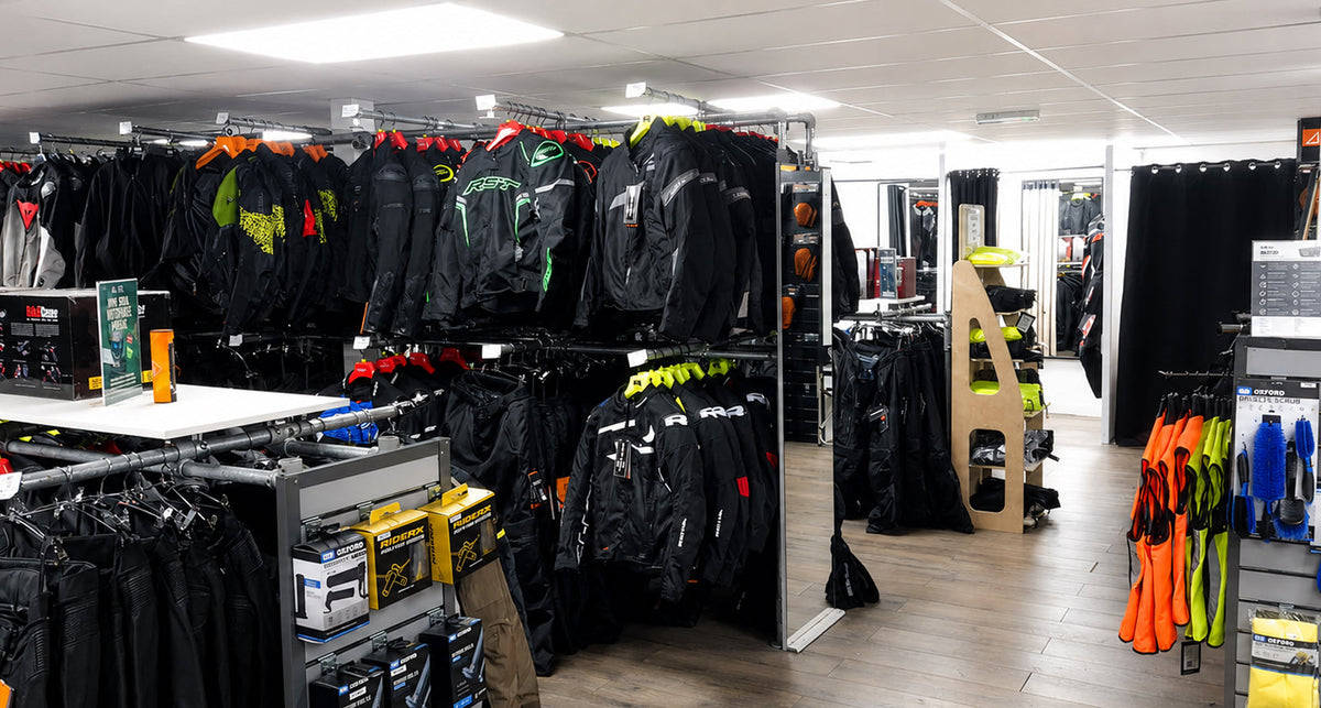 Moto Central motorcycle clothing and helmet showroom for Cirencester riders