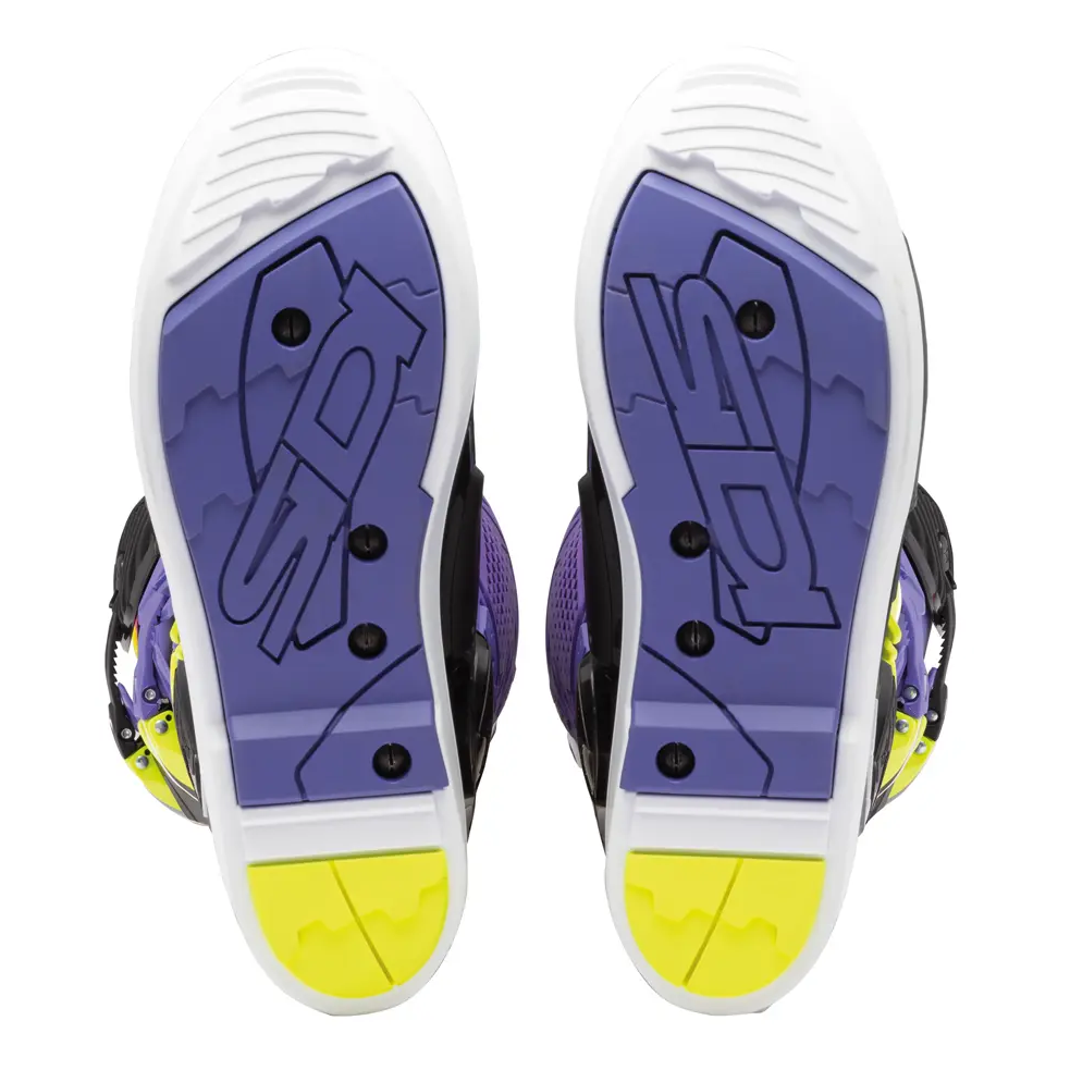 Sidi Crossfire 3 SRS CE Boots Violet / Black / Fluo Yellow motorcycle boots – sole tread view