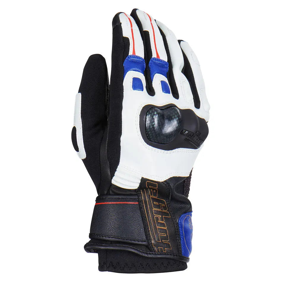 Furygan Cordoba Leather Gloves Blue / Pearl / Red FREE UK Delivery, FREE 365 Day Returns | Moto Central