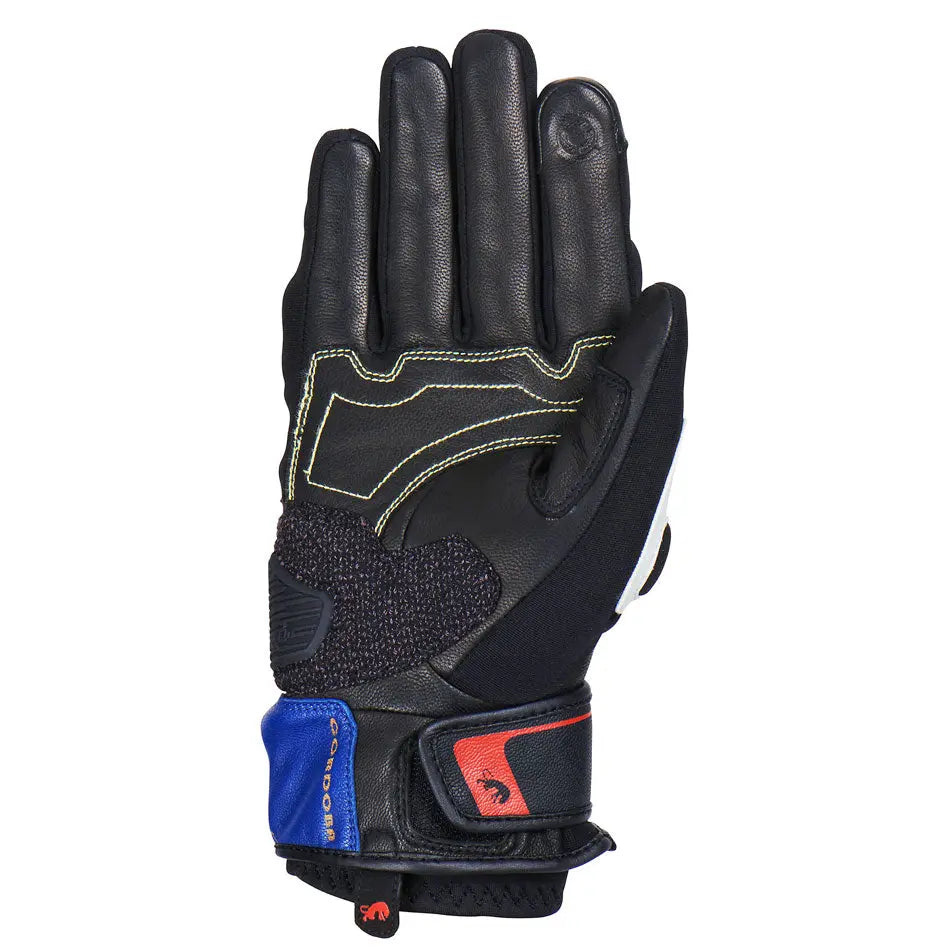 Furygan Cordoba Leather Gloves Blue / Pearl / Red FREE UK Delivery, FREE 365 Day Returns | Moto Central