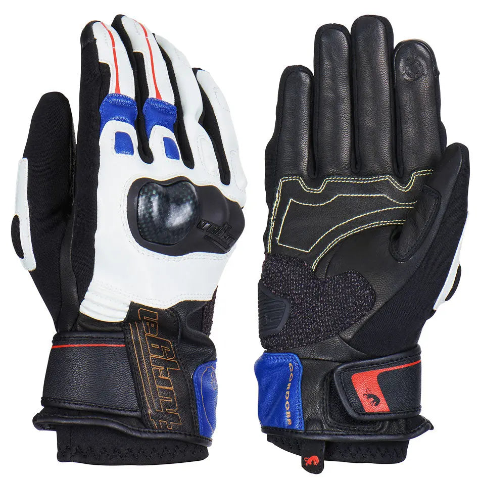 Furygan Cordoba Leather Gloves Blue / Pearl / Red FREE UK Delivery, FREE 365 Day Returns | Moto Central