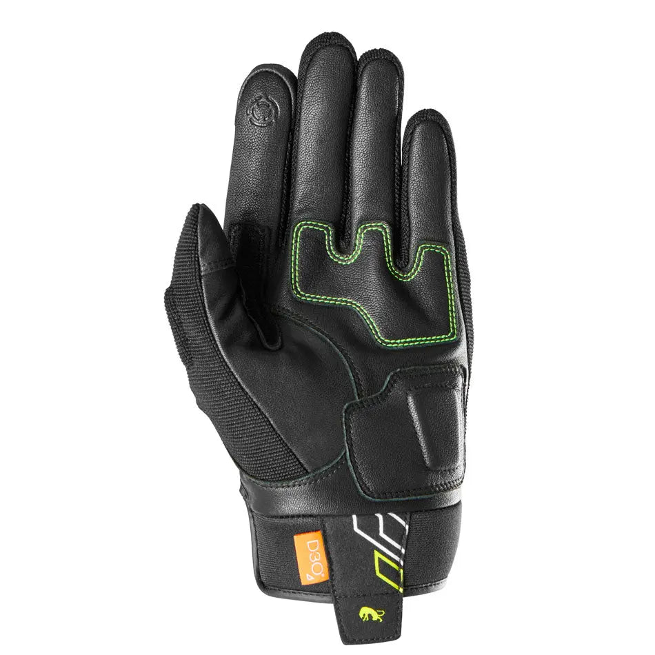 Furygan Jet Neon D3O Textile Gloves Black / White / Fluo Yellow FREE UK Delivery, FREE 365 Day Returns | Moto Central