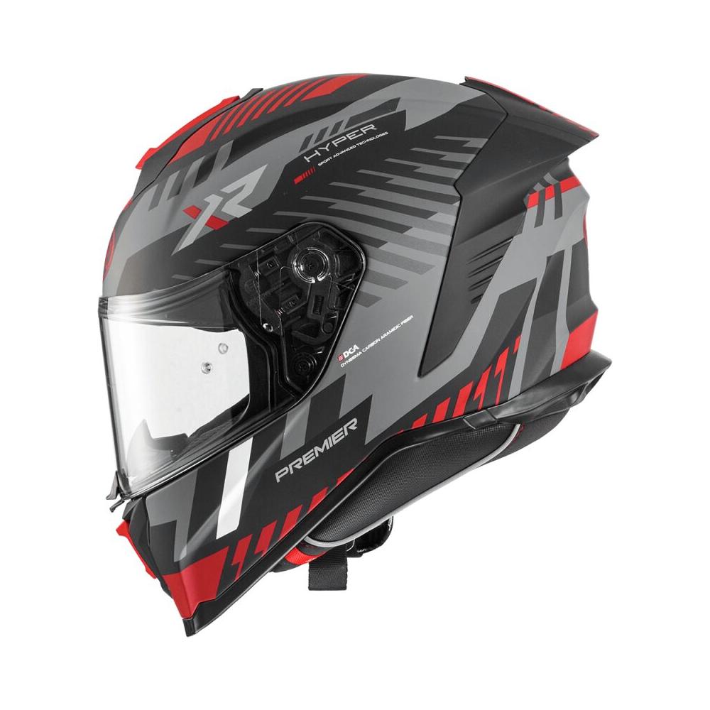 Premier Hyper XR 92 Full Face Helmet Matt Black / Grey / Red - FREE UK Shipping, FREE 365 Day Returns | Moto Central