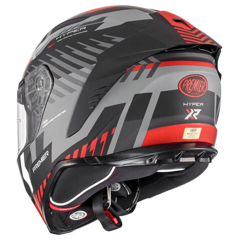 Premier Hyper XR 92 Matt Black / Grey / Red full-face motorcycle helmet, left-side view