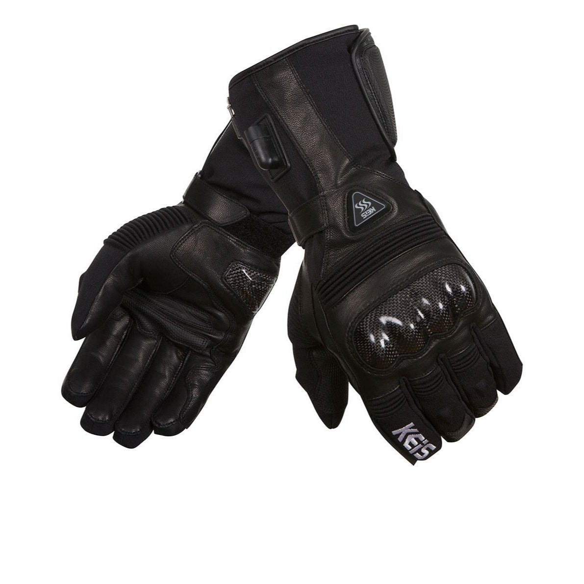 Keis G502 Premium Heated Sport Gloves - pair showing palm and back-of-hand