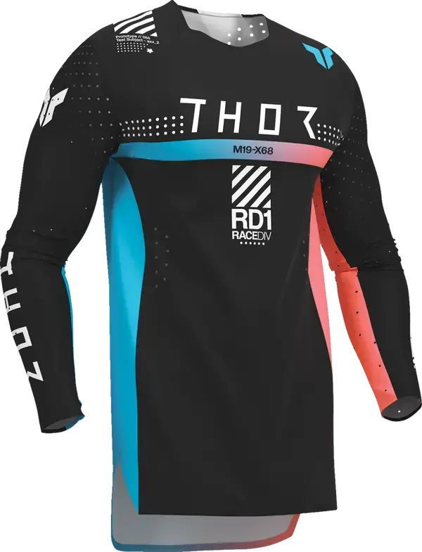 Thor Sportmode Synth Jersey Black / Coral / Turquoise - FREE UK Shipping, FREE 365 Day Returns | Moto Central