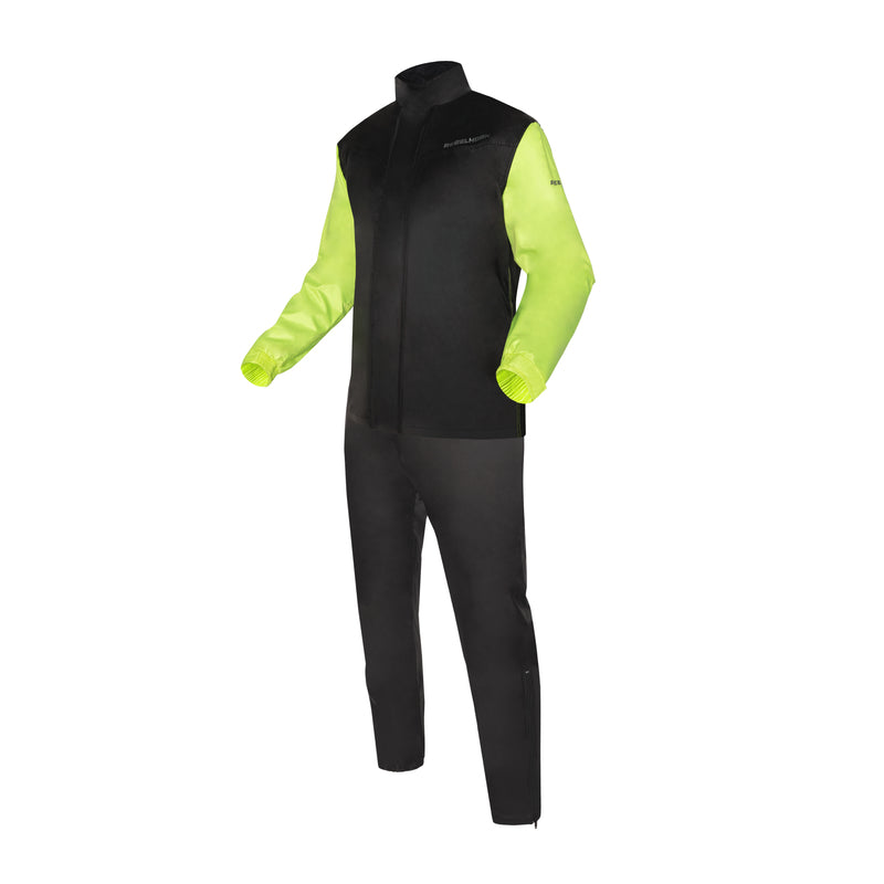 Rebelhorn Rain Two-Piece Waterproof Over Suit Black / Fluo Yellow FREE UK Delivery, FREE 365 Day Returns | Moto Central