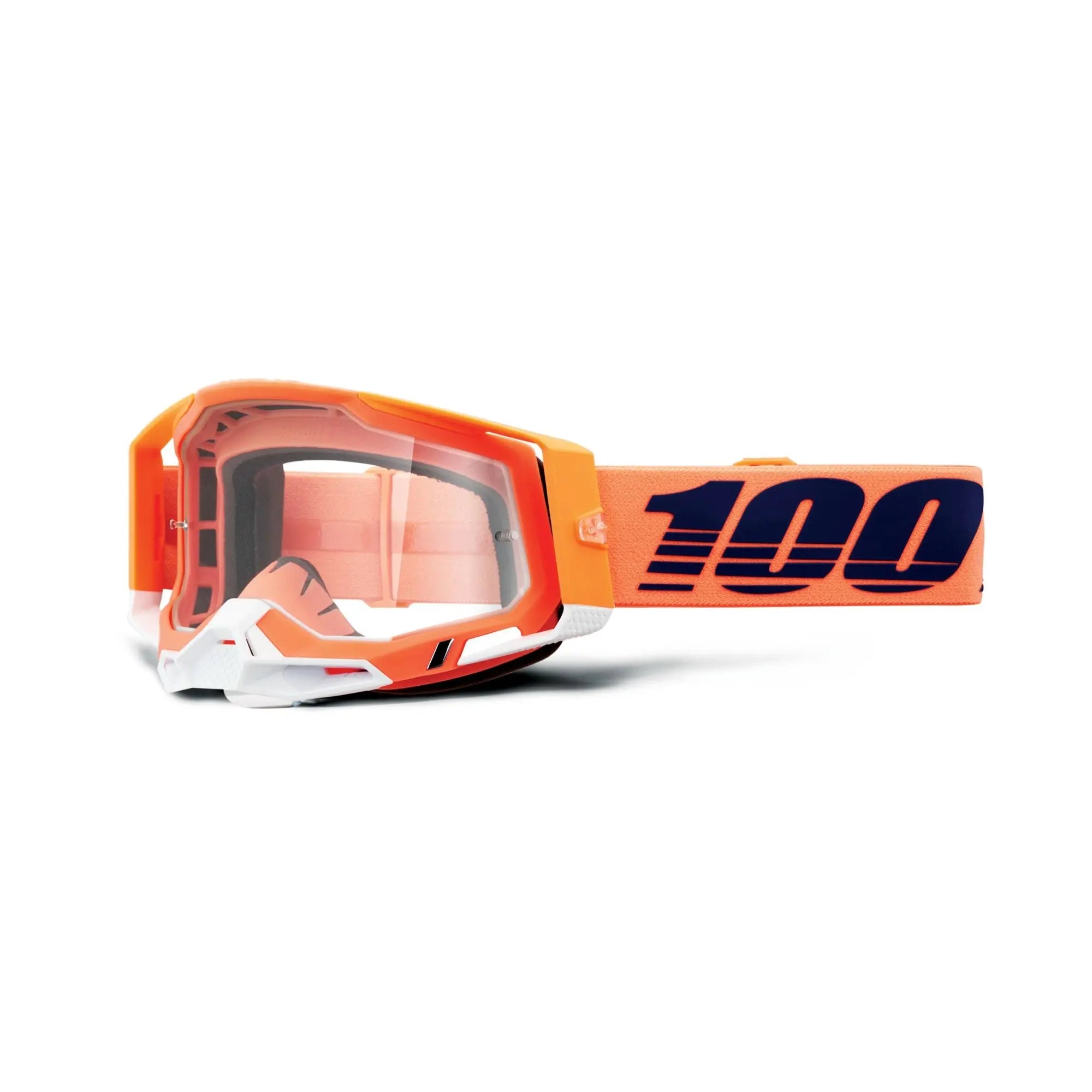 100% Racecraft 2 Goggles Coral / Clear Lens - FREE UK Shipping, FREE 365 Day Returns | Moto Central