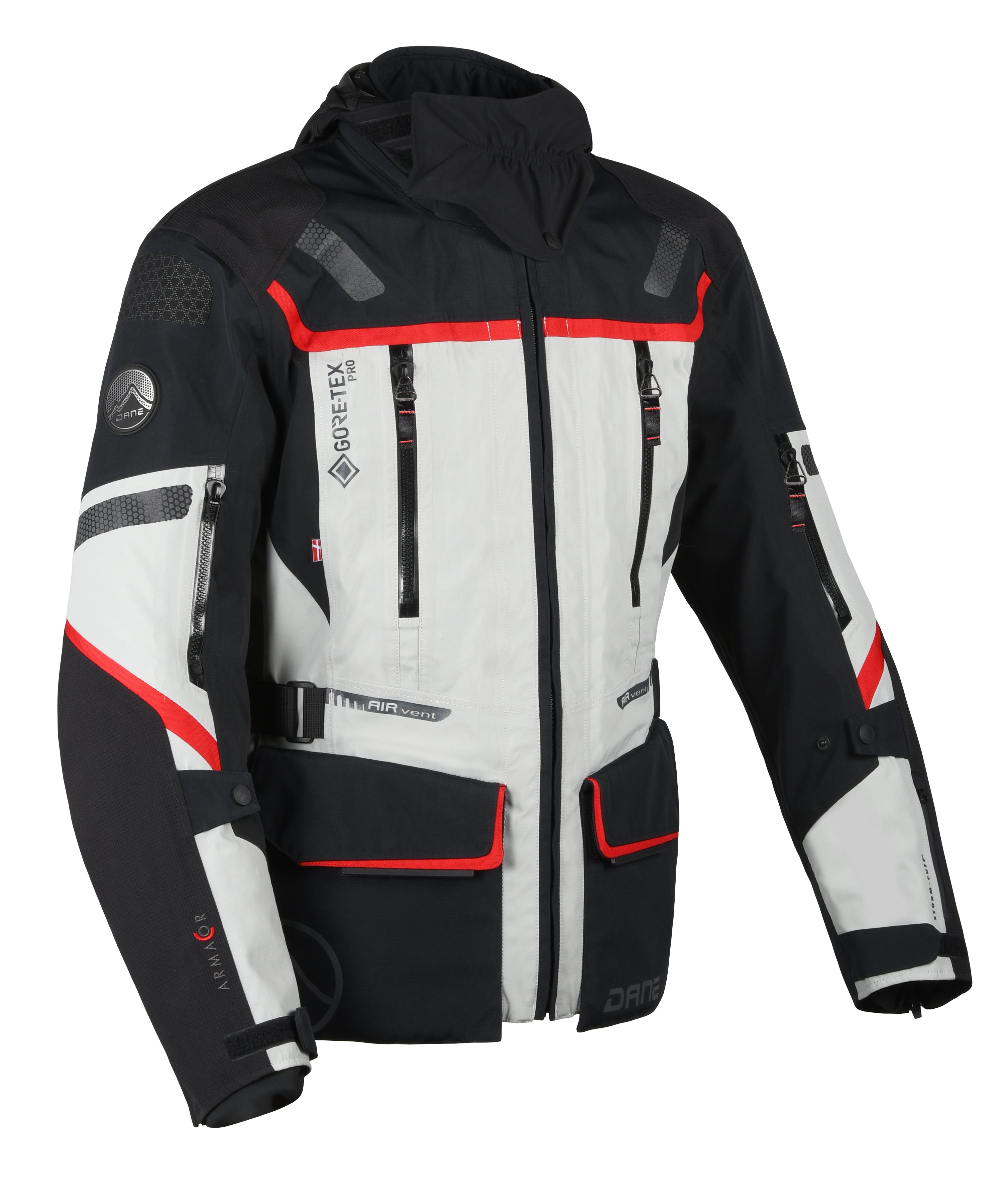 Dane Nimbus 3 Gore-Tex Pro Jacket Black / Grey / Red FREE UK Delivery, FREE 365 Day Returns | Moto Central