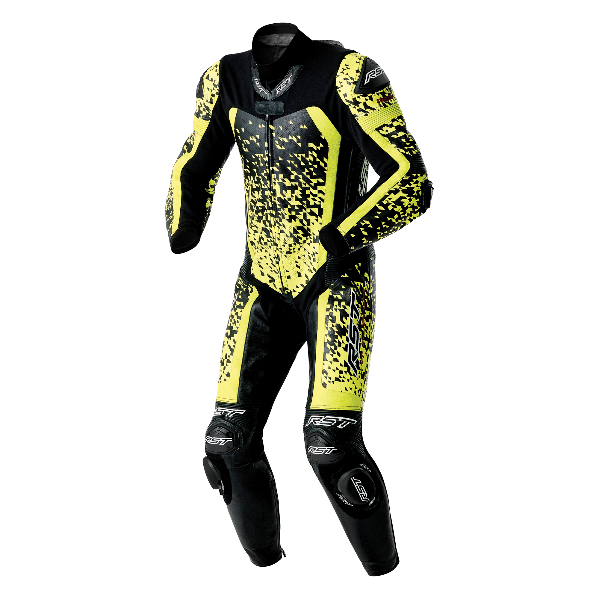 RST Pro Series D3O Airbag One Piece Leather Suit Black / Fluo Yellow - FREE UK Shipping, FREE 365 Day Returns | Moto Central