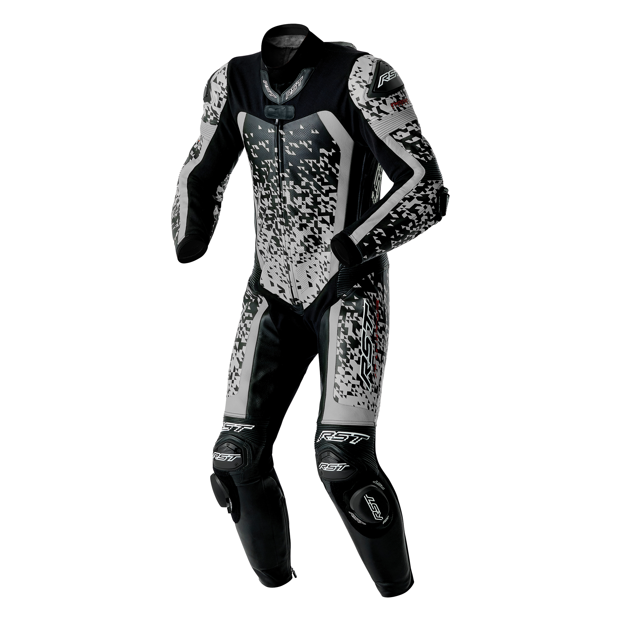 RST Pro Series D3O Airbag One Piece Leather Suit Black / Silver - FREE UK Shipping, FREE 365 Day Returns | Moto Central