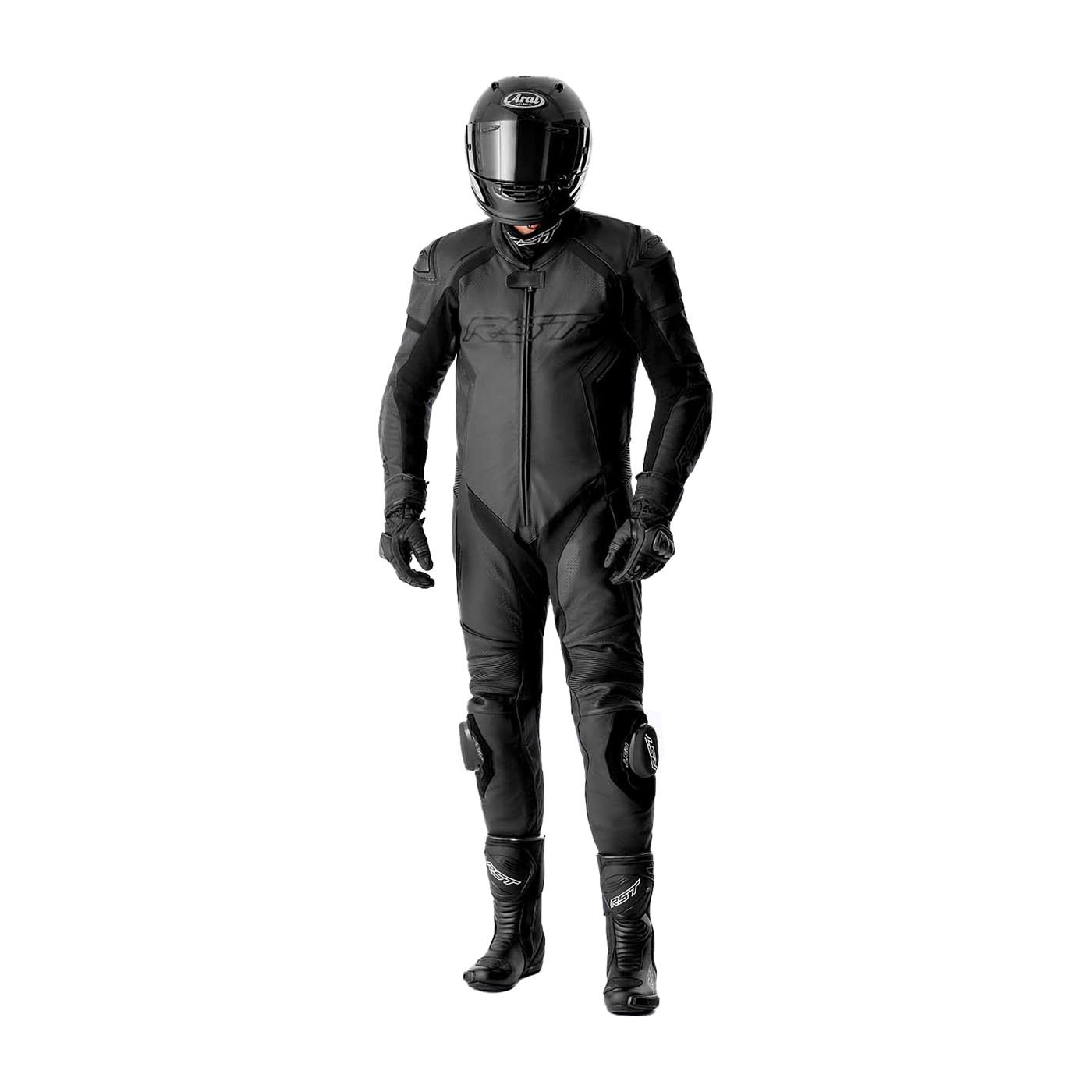 RST S1 D3O One Piece Leather Suit Black / Black / Black - FREE UK Shipping, FREE 365 Day Returns | Moto Central