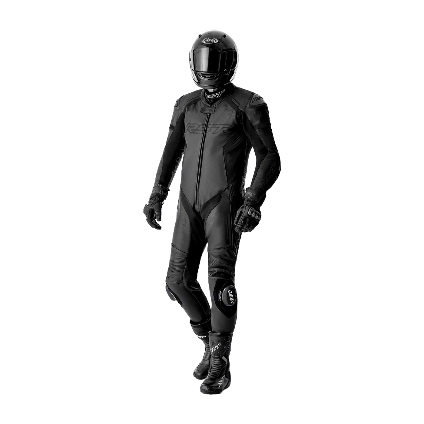 RST S1 D3O One Piece Leather Suit Black / Black / Black - FREE UK Shipping, FREE 365 Day Returns | Moto Central