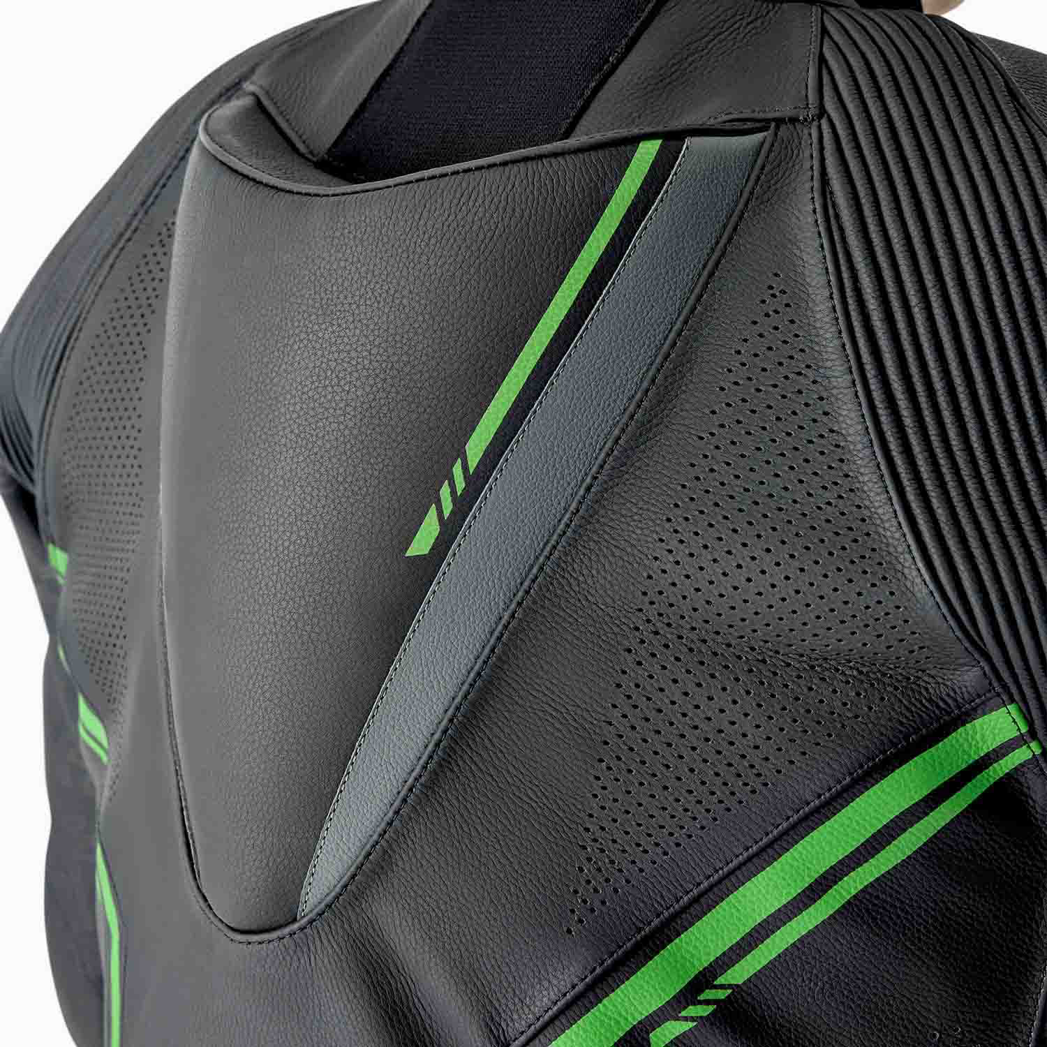 RST S1 D3O One Piece Leather Suit Black / Grey / Fluo Green - FREE UK Shipping, FREE 365 Day Returns | Moto Central