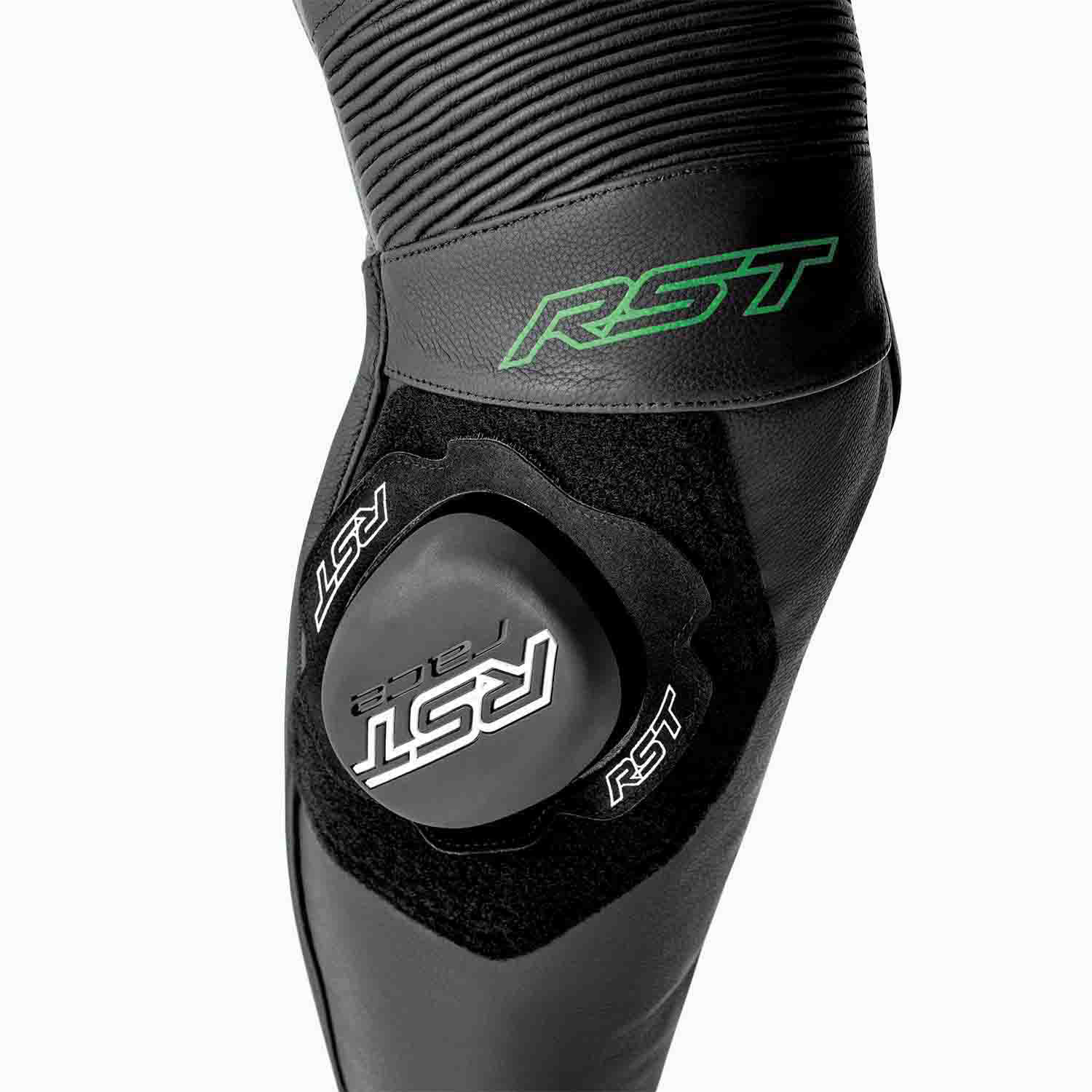 RST S1 D3O One Piece Leather Suit Black / Grey / Fluo Green - FREE UK Shipping, FREE 365 Day Returns | Moto Central