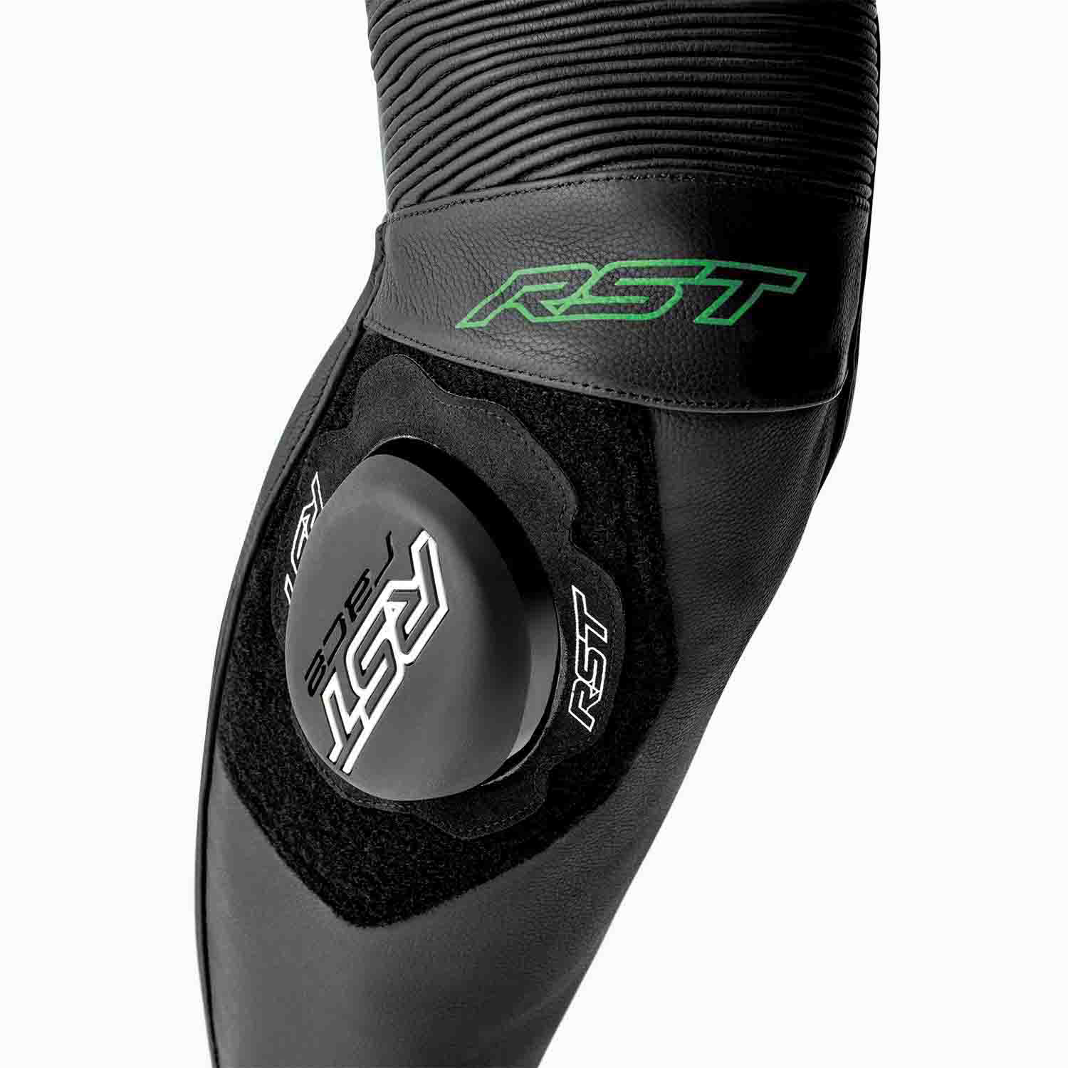 RST S1 D3O One Piece Leather Suit Black / Grey / Fluo Green - FREE UK Shipping, FREE 365 Day Returns | Moto Central