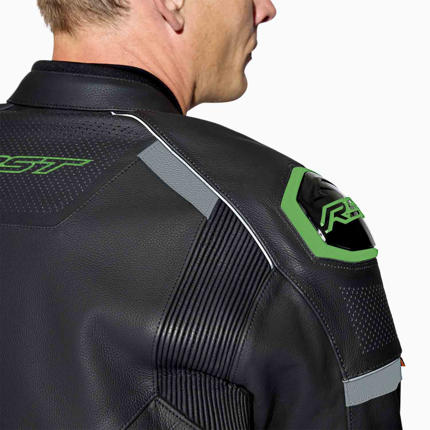 RST S1 D3O Leather Jacket Black / Grey / Fluo Green - FREE UK Shipping, FREE 365 Day Returns | Moto Central