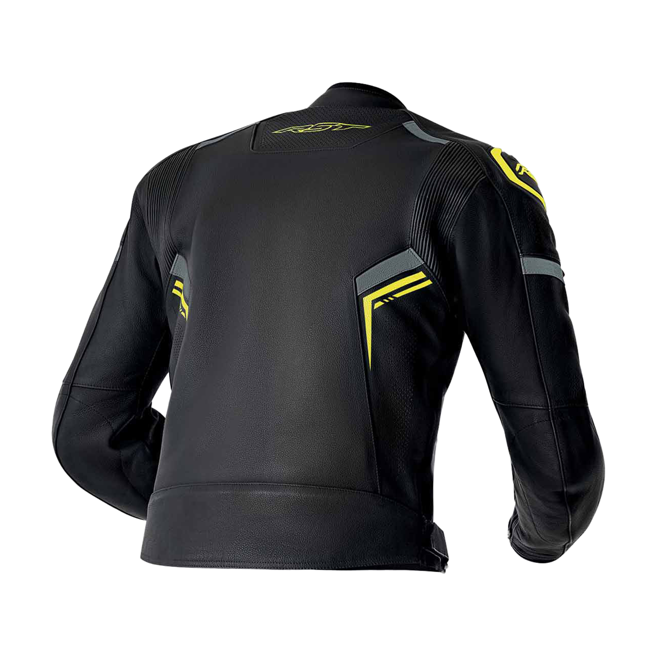 RST S1 D3O Leather Jacket Black / Grey / Fluo Yellow - FREE UK Shipping, FREE 365 Day Returns | Moto Central