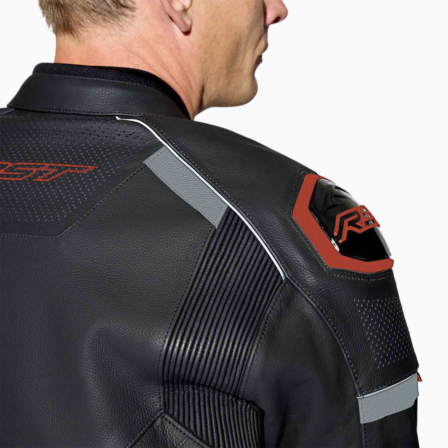 RST S1 D3O Leather Jacket Black / Grey / Red - FREE UK Shipping, FREE 365 Day Returns | Moto Central