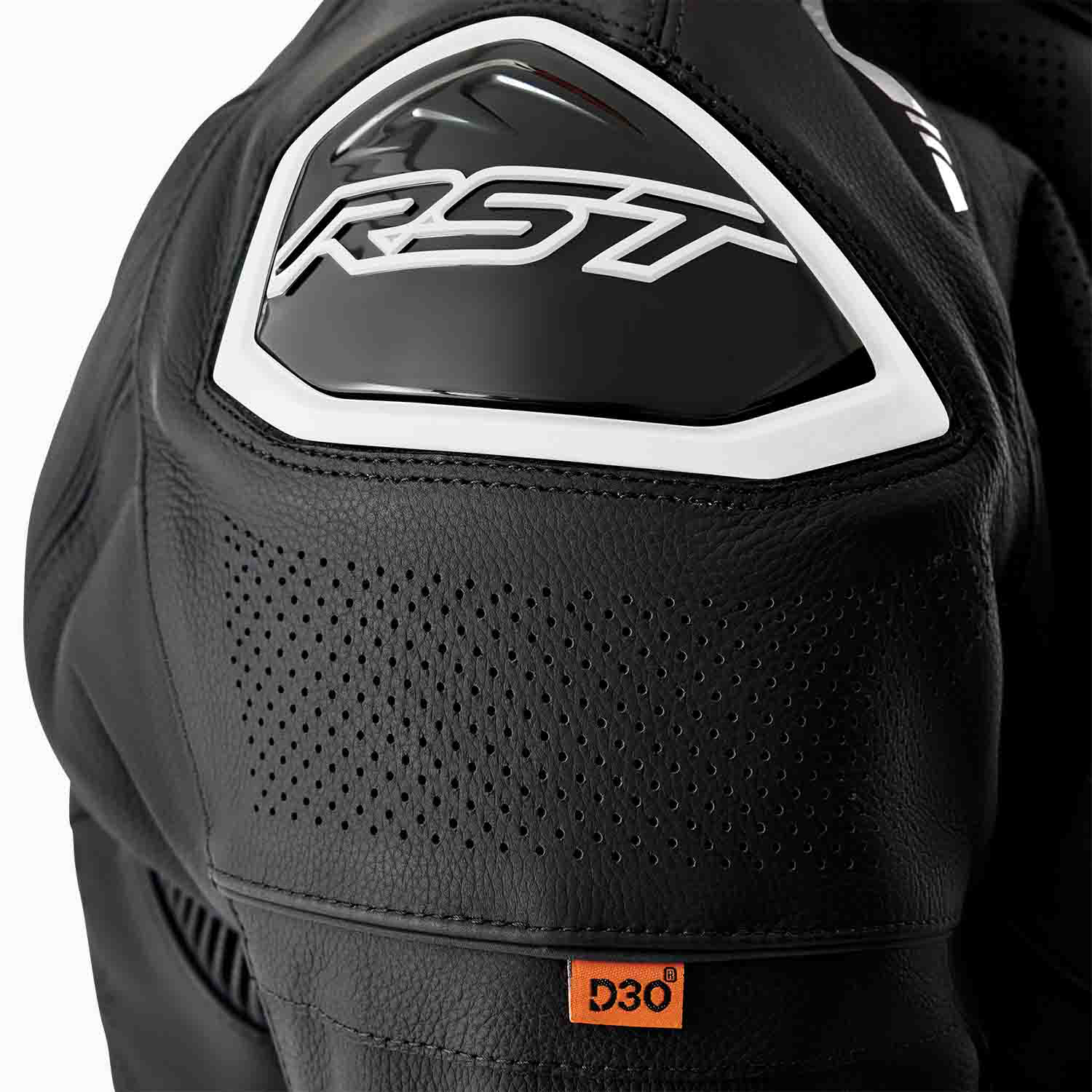 RST S1 D3O Leather Jacket Black / Black / White - FREE UK Shipping, FREE 365 Day Returns | Moto Central