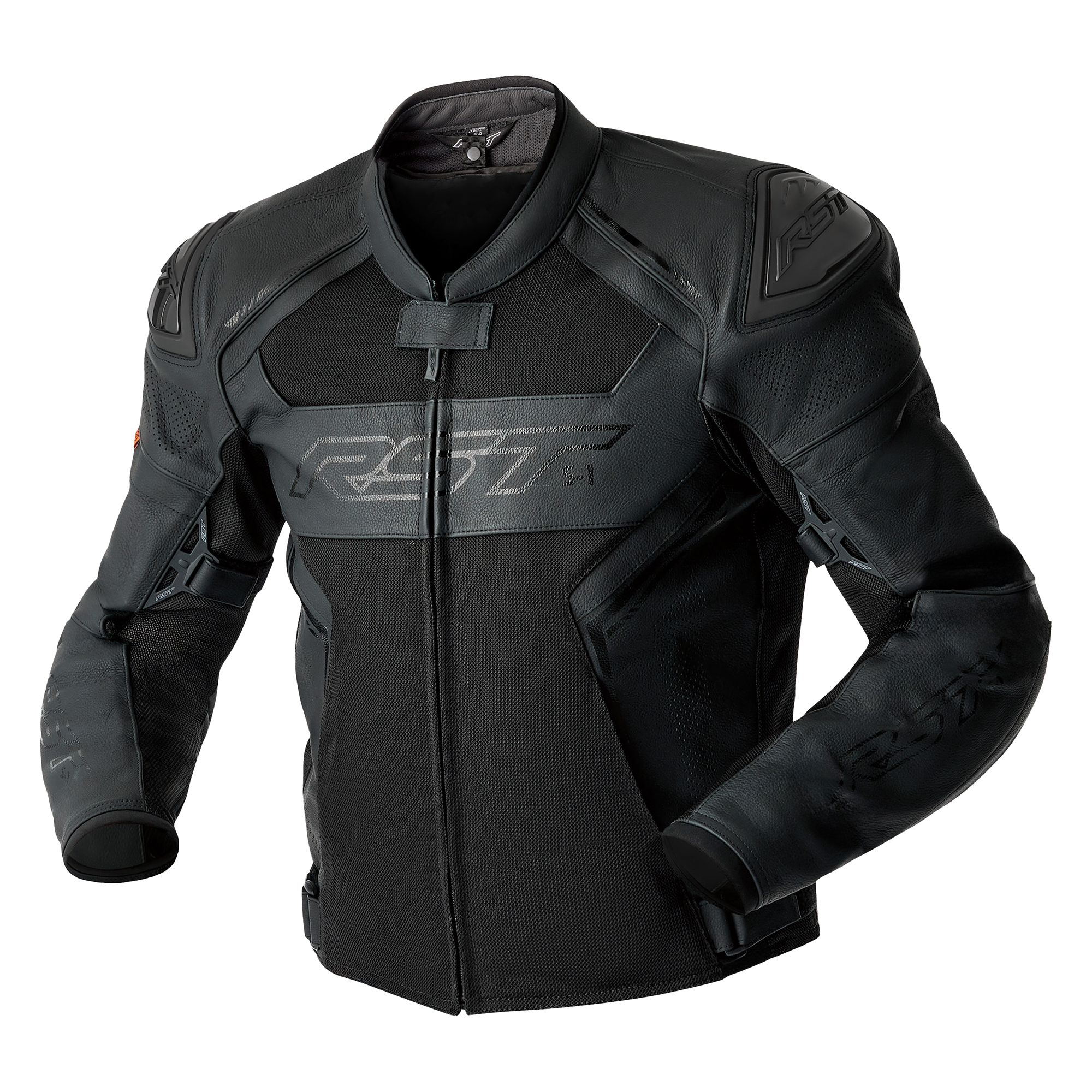 RST S1 Mesh D3O Leather Jacket Black / Black / Black - FREE UK Shipping, FREE 365 Day Returns | Moto Central