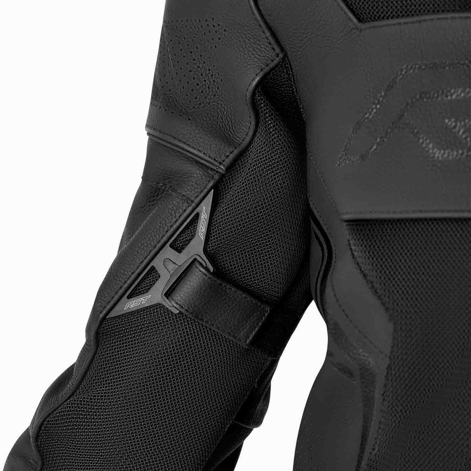 RST S1 Mesh D3O Leather Jacket Black / Black / Black - FREE UK Shipping, FREE 365 Day Returns | Moto Central
