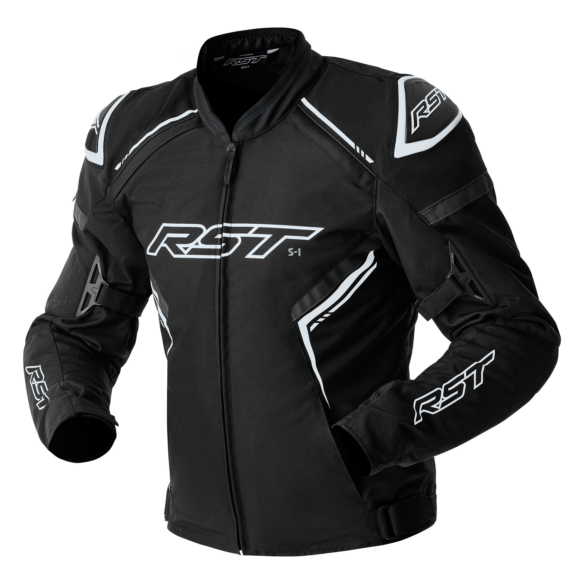 RST S1 D3O Textile Jacket Black / Black / White - FREE UK Shipping, FREE 365 Day Returns | Moto Central