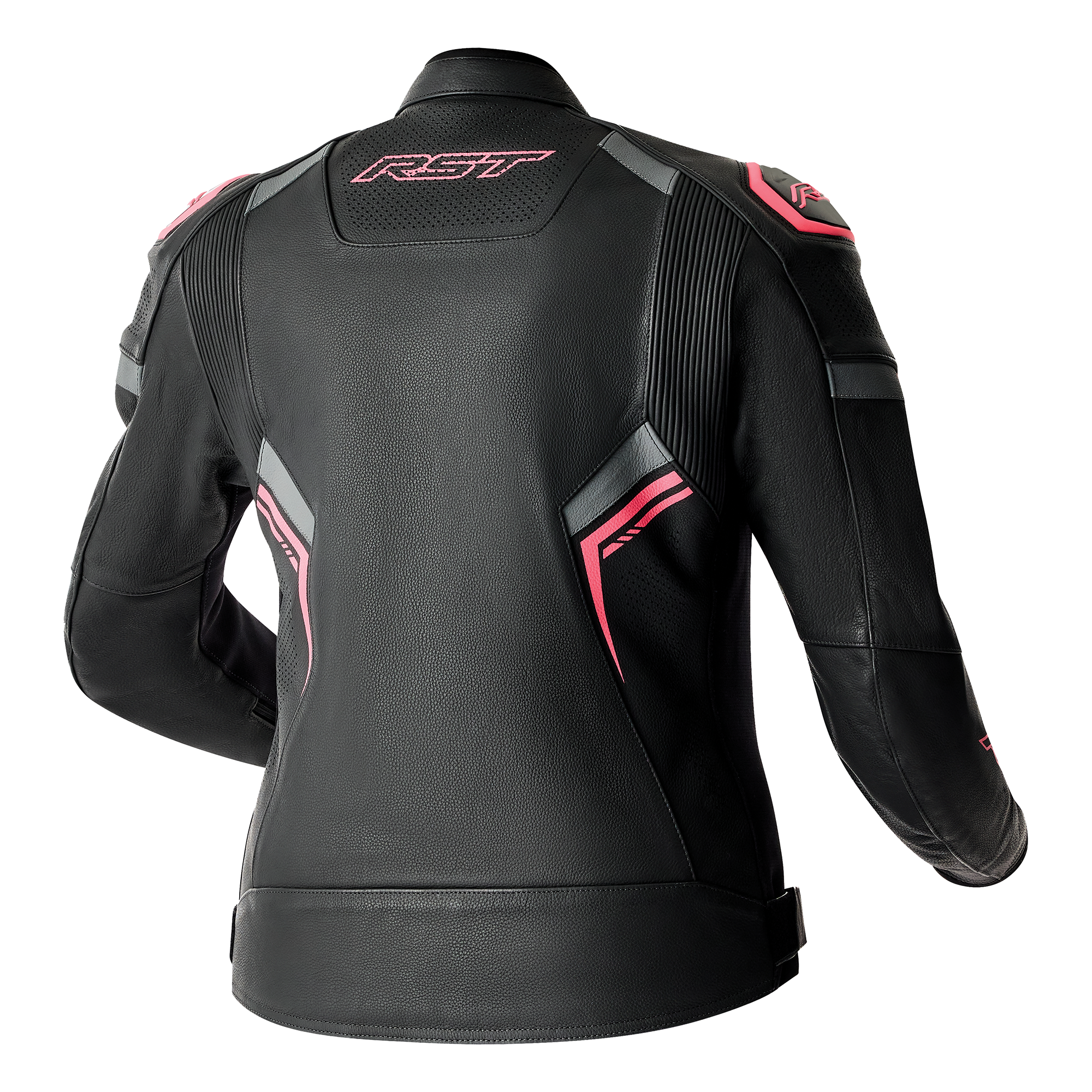 RST S1 D3O Ladies Leather Jacket Black / Fluo Pink - FREE UK Shipping, FREE 365 Day Returns | Moto Central