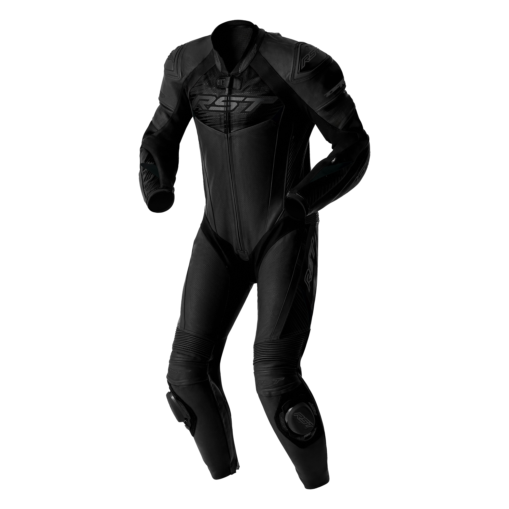 RST Tractech Evo D3O One Piece Leather Suit Black / Black - FREE UK Shipping, FREE 365 Day Returns | Moto Central