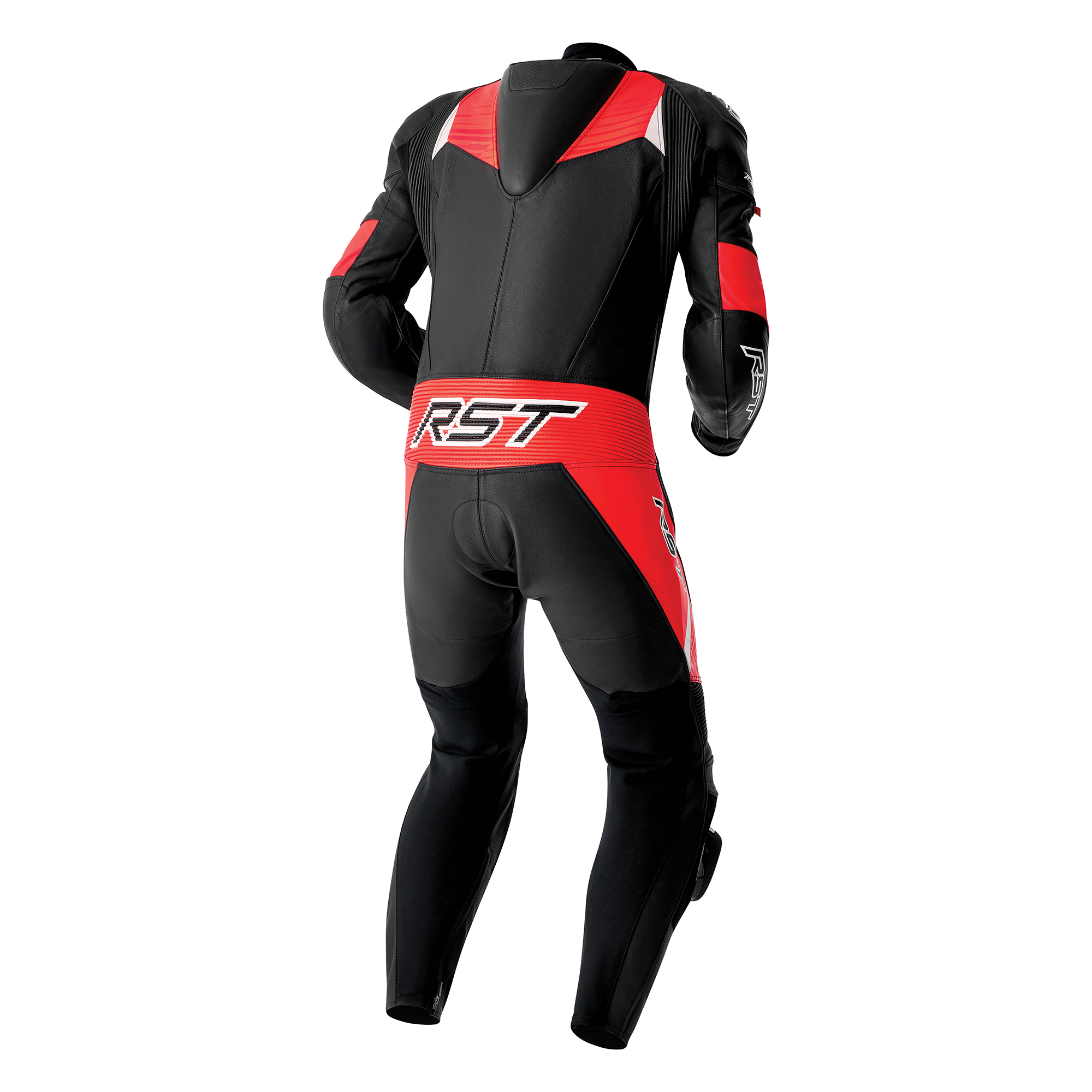 RST Tractech Evo D3O One Piece Leather Suit Black / Fluo Red - FREE UK Shipping, FREE 365 Day Returns | Moto Central