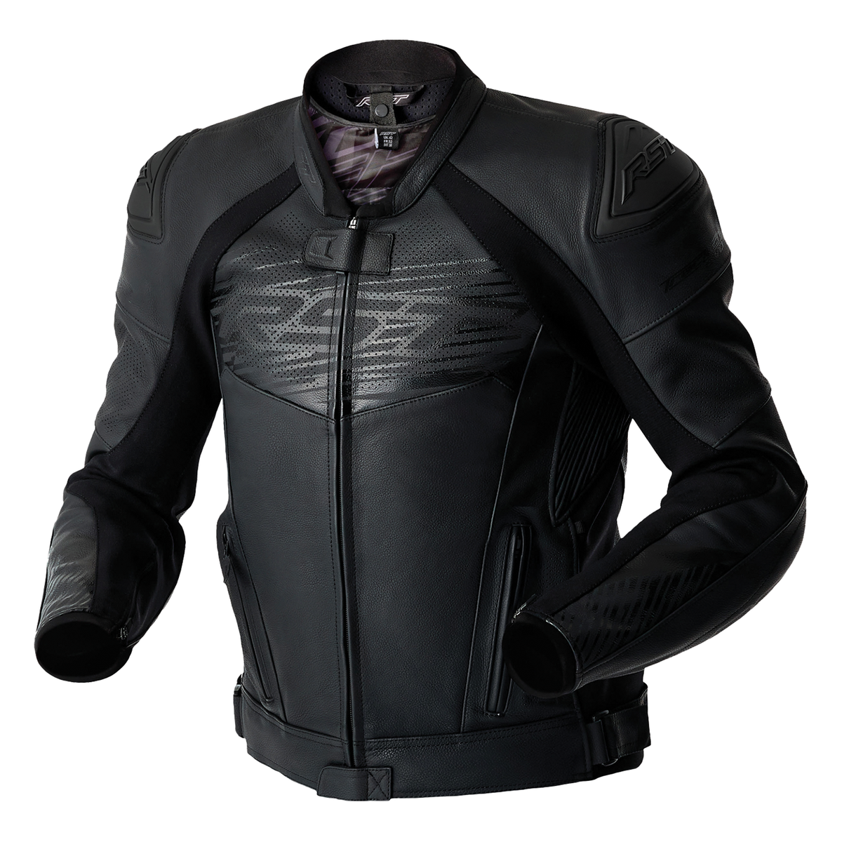 RST Tractech Evo D3O Leather Jacket Black / Black front view