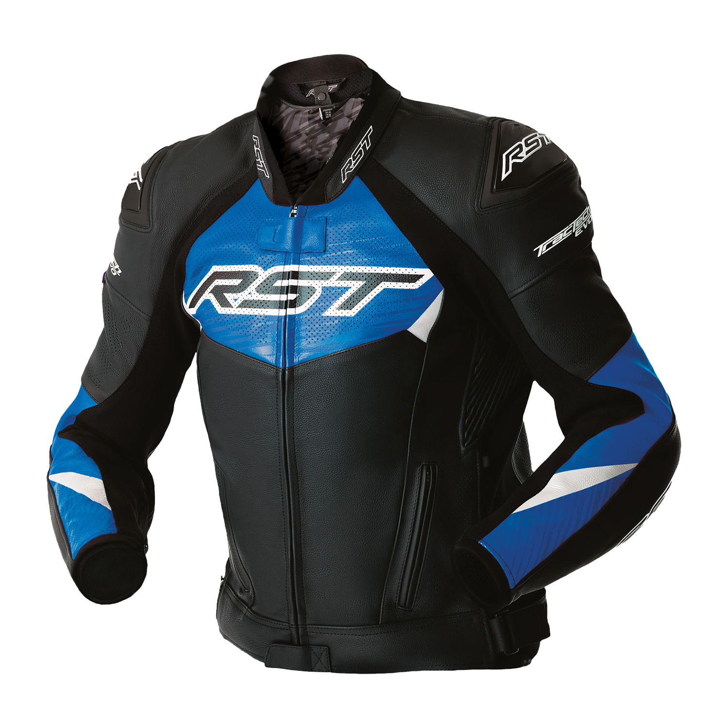 RST Tractech Evo D3O Leather Jacket Black / Blue - FREE UK Shipping, FREE 365 Day Returns | Moto Central