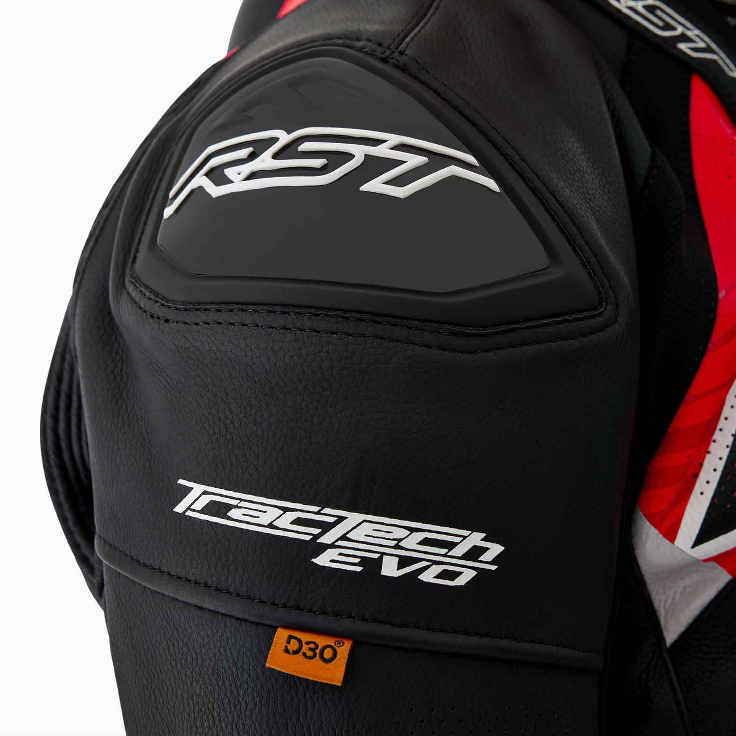 RST Tractech Evo D3O Leather Jacket Black / Fluo Red - FREE UK Shipping, FREE 365 Day Returns | Moto Central